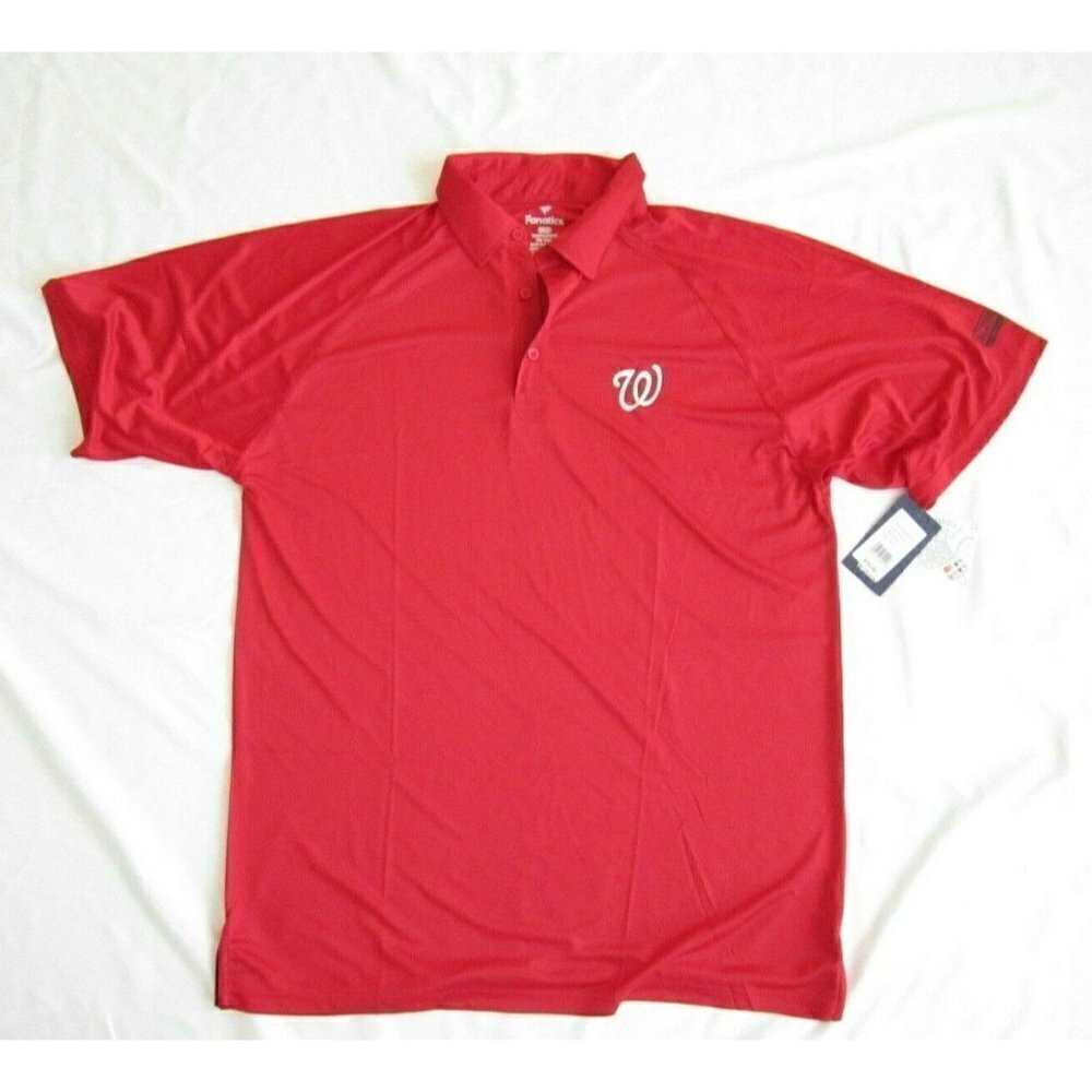 New Fanatics Washington Nationals Polyester Polo Shirt Size XLT
